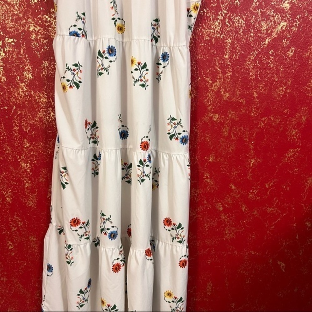 GOODNIGHT MACAROON'OPHELIA' FRILLED EMBROIDERED FLORAL PRINT MAXI DRESS L - Picture 7 of 11